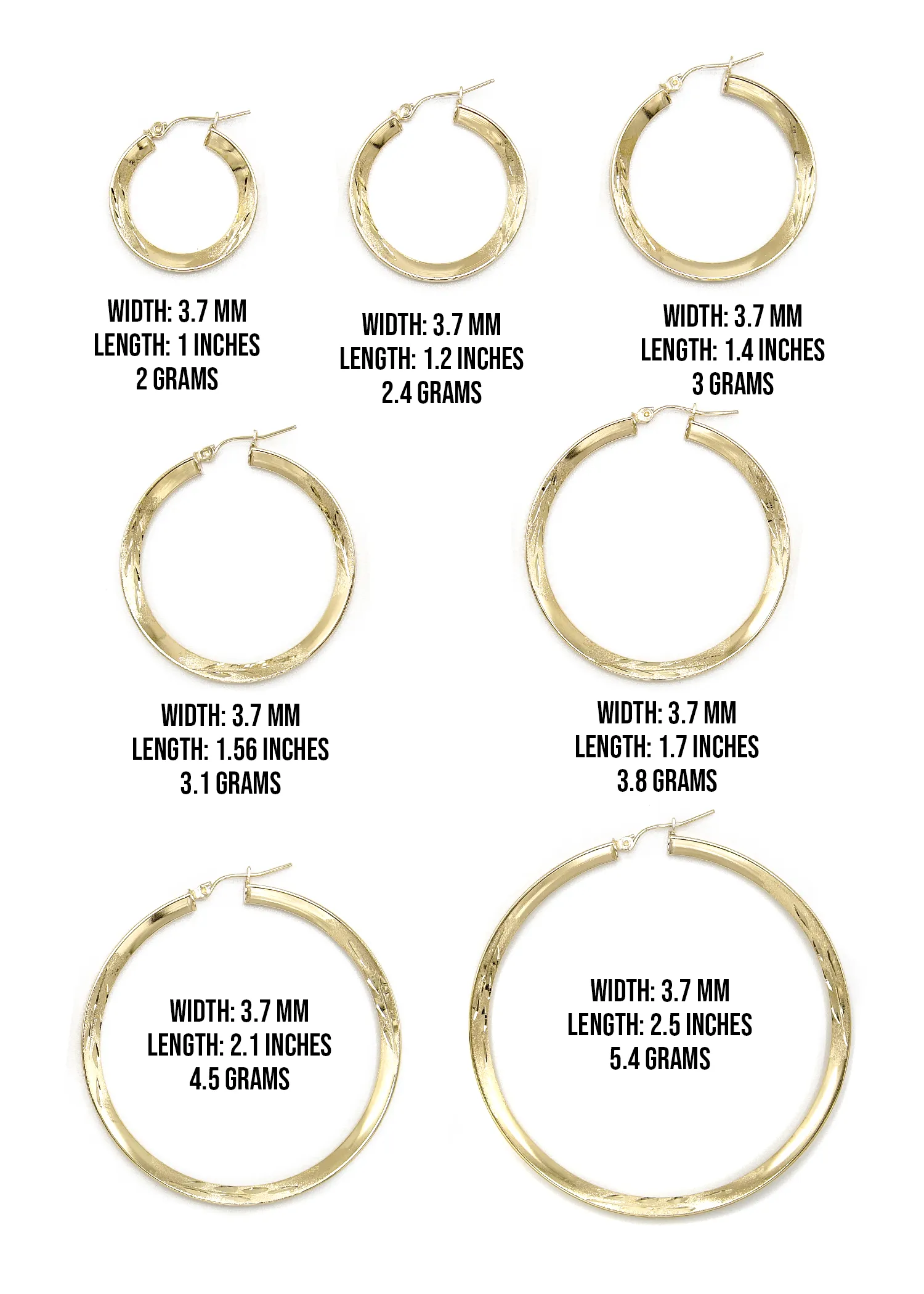 10K Womens Gold Hoop Earrings | Customizable Size