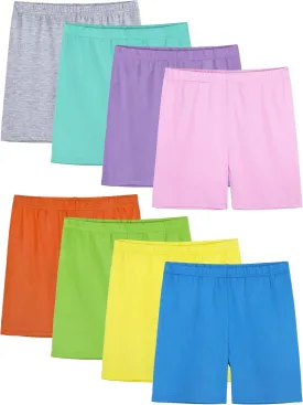 8 Pack Girls Shorts Bike Shorts Toddler Biker Cartwheel Multi-Color Dance Under Dress Girls Clothes