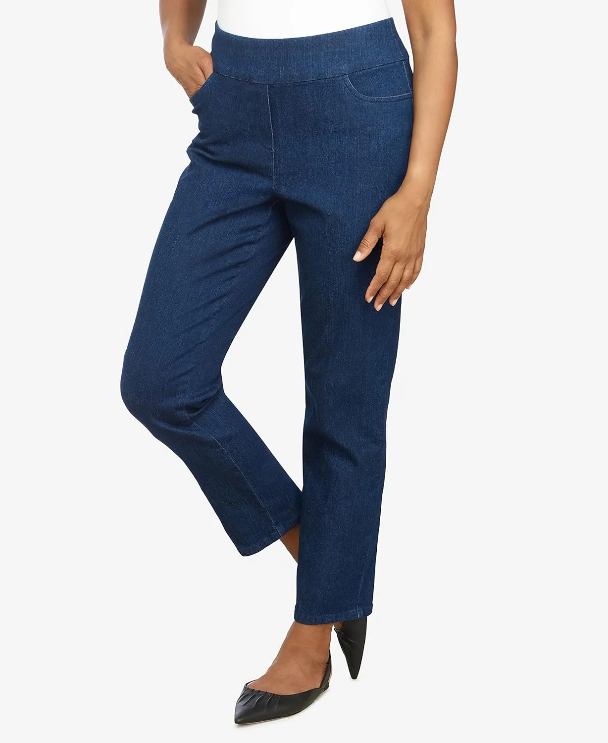 Alfred Dunner Womens Petite Super Stretch Mid-Rise Short Length Pant