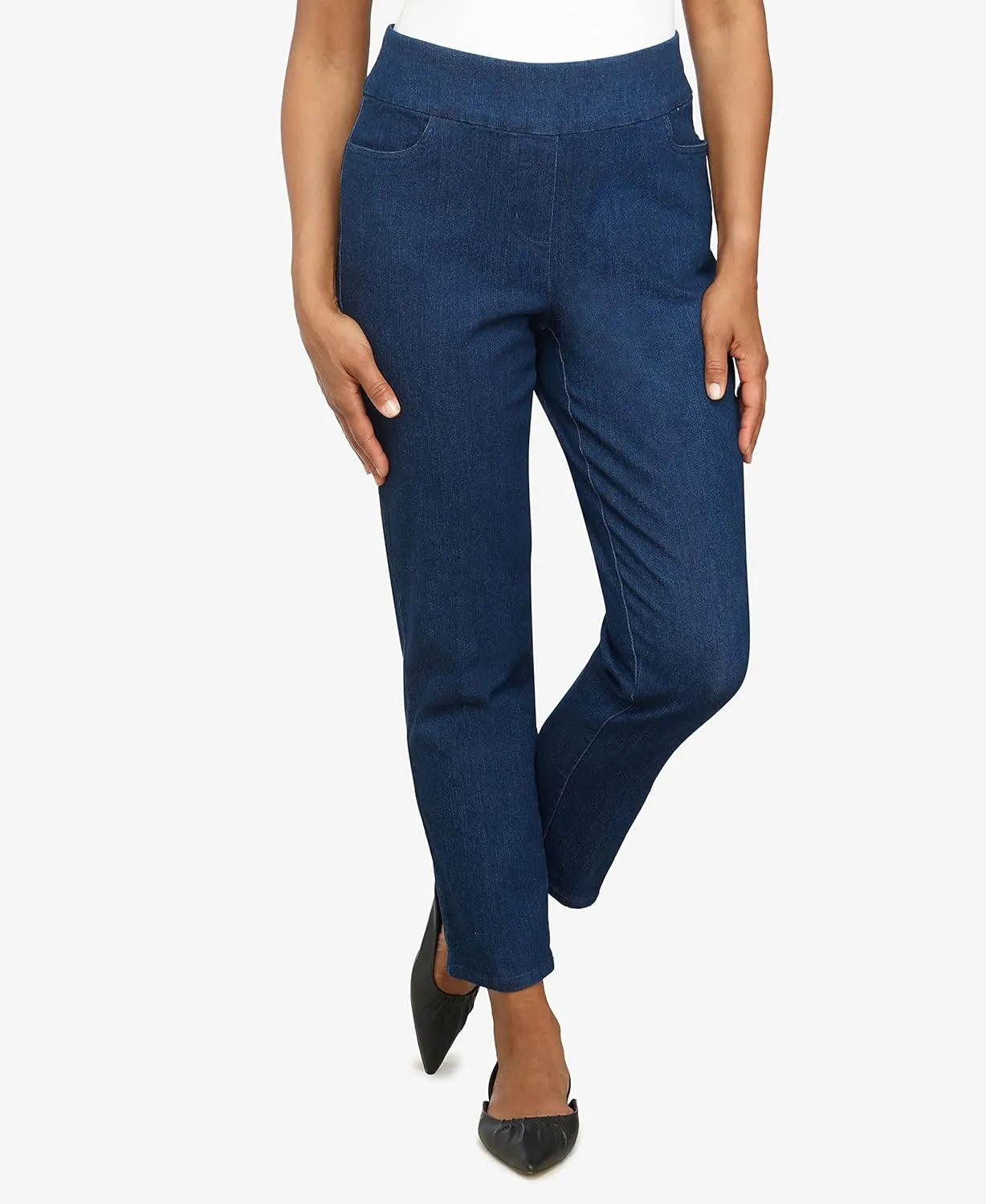 Alfred Dunner Womens Petite Super Stretch Mid-Rise Short Length Pant