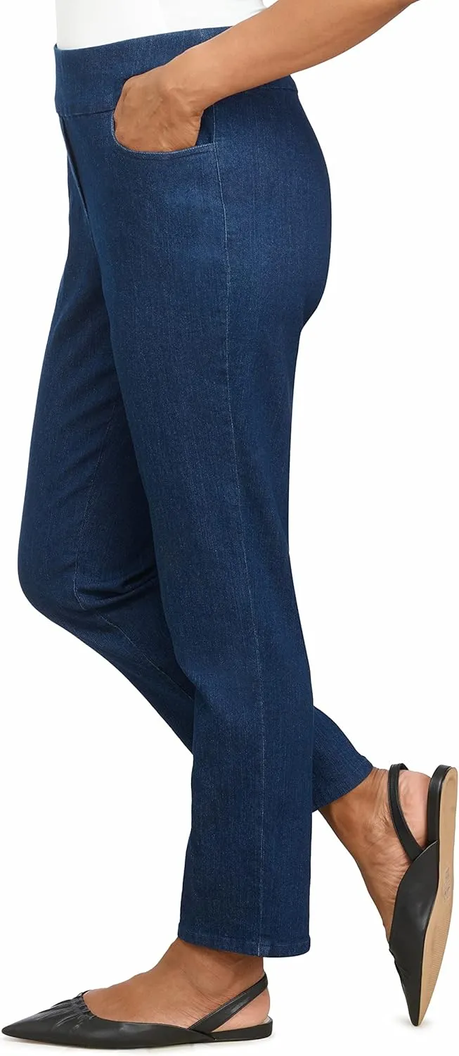 Alfred Dunner Womens Petite Super Stretch Mid-Rise Short Length Pant