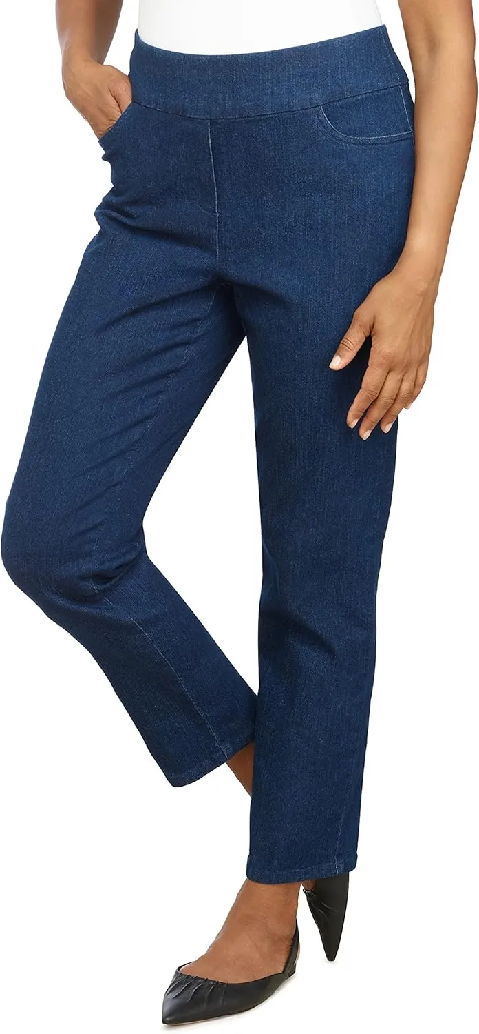 Alfred Dunner Womens Petite Super Stretch Mid-Rise Short Length Pant