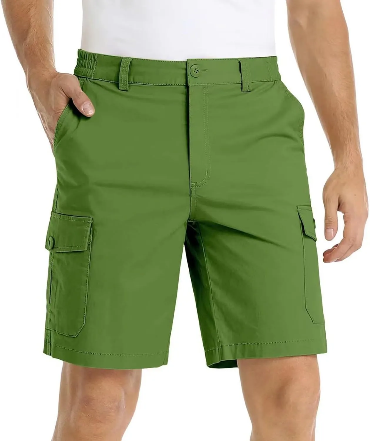 Athletic Cargo Shorts for Men Casual Lightweight Baggy Button Zipper Pants Loose Pockets Summer Beach Half Pants