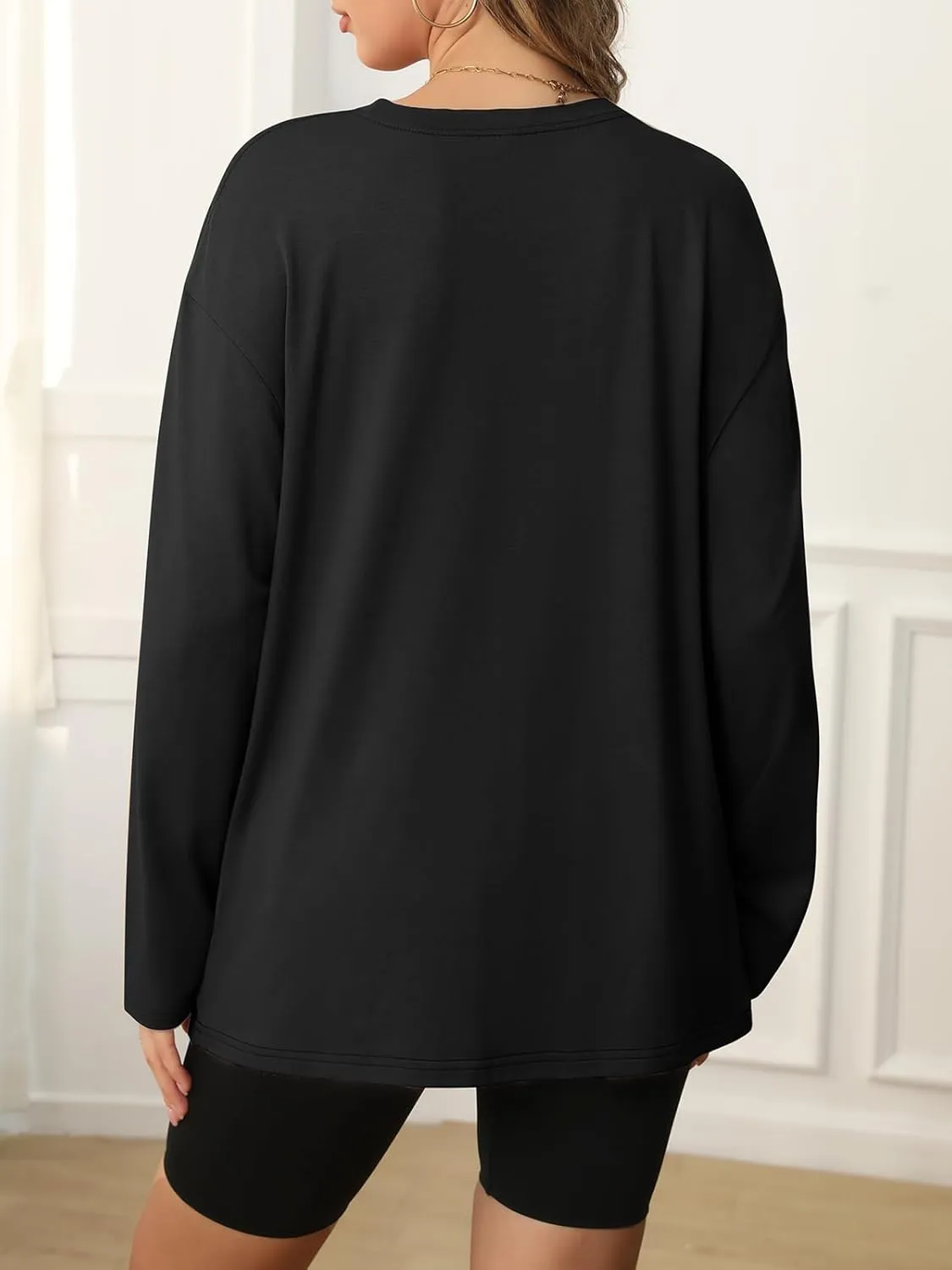 ATHMILE Womens Oversized Long Sleeve T Shirts Basic Crewneck Tee Fall Tops Casual Workout Fashion Casual Y2K Clothes