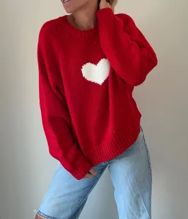 Chunky Acrylic Heart Sweater