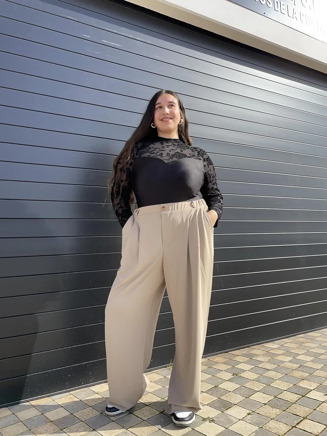 COOTRY Plus Size Wide Leg Dress Pants Women High Waisted Work Pants Business Casual Pants Trousers with Pockets