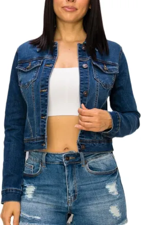 Denim Jean Jacket For Women Button up Long Sleeve Stone Washed S - 3XL