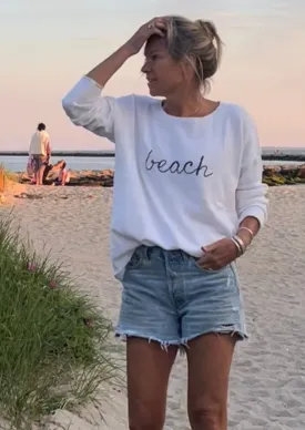 Embroidered Beach Sweater WHITE & NAVY