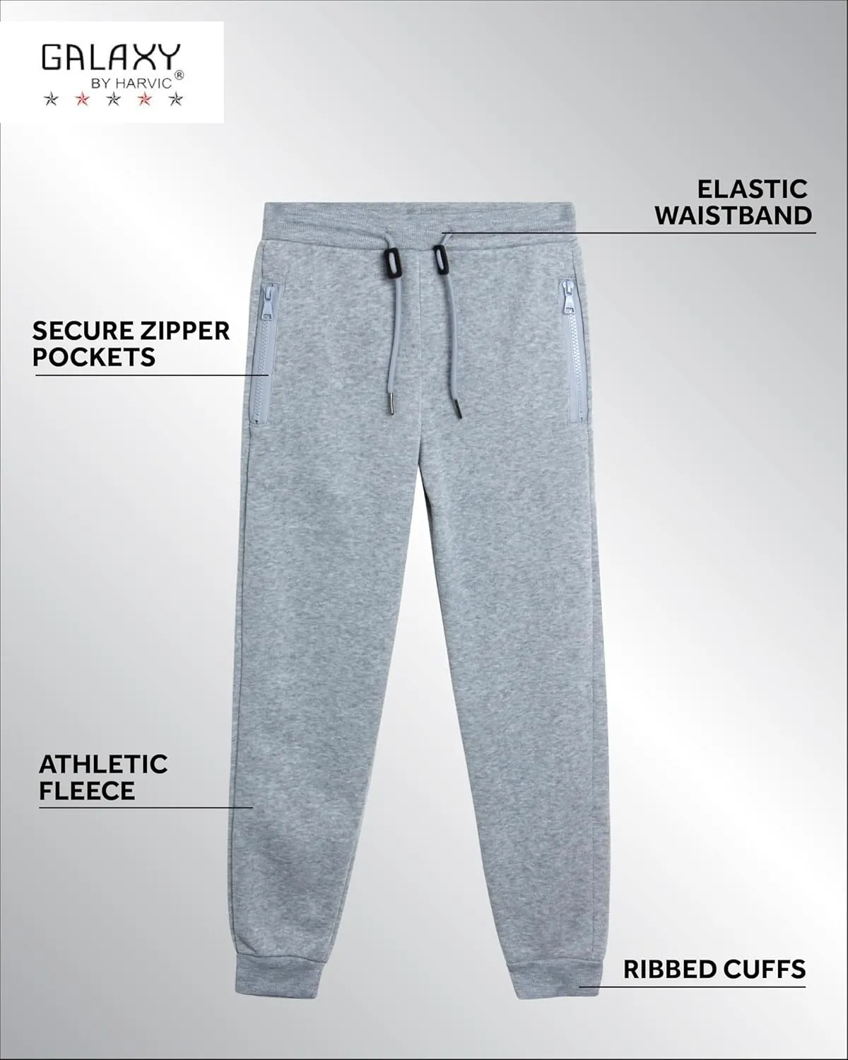 Galaxy by Harvic Boys' Sweatpants - Athletic Fleece Jogger Pants with Zipper Pockets - Size Up for Ideal Fit (Sizes: 8-20)