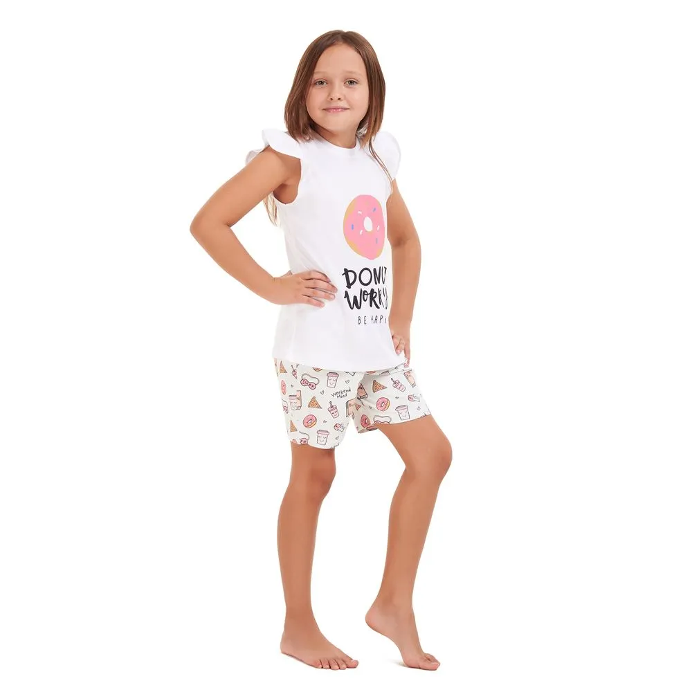 Girls summer pajama set Donut t-shirt   shorts