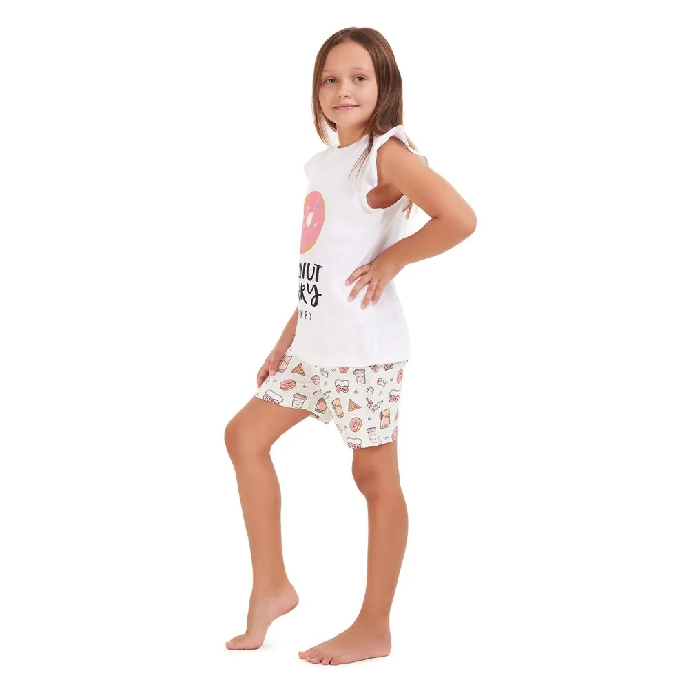 Girls summer pajama set Donut t-shirt   shorts