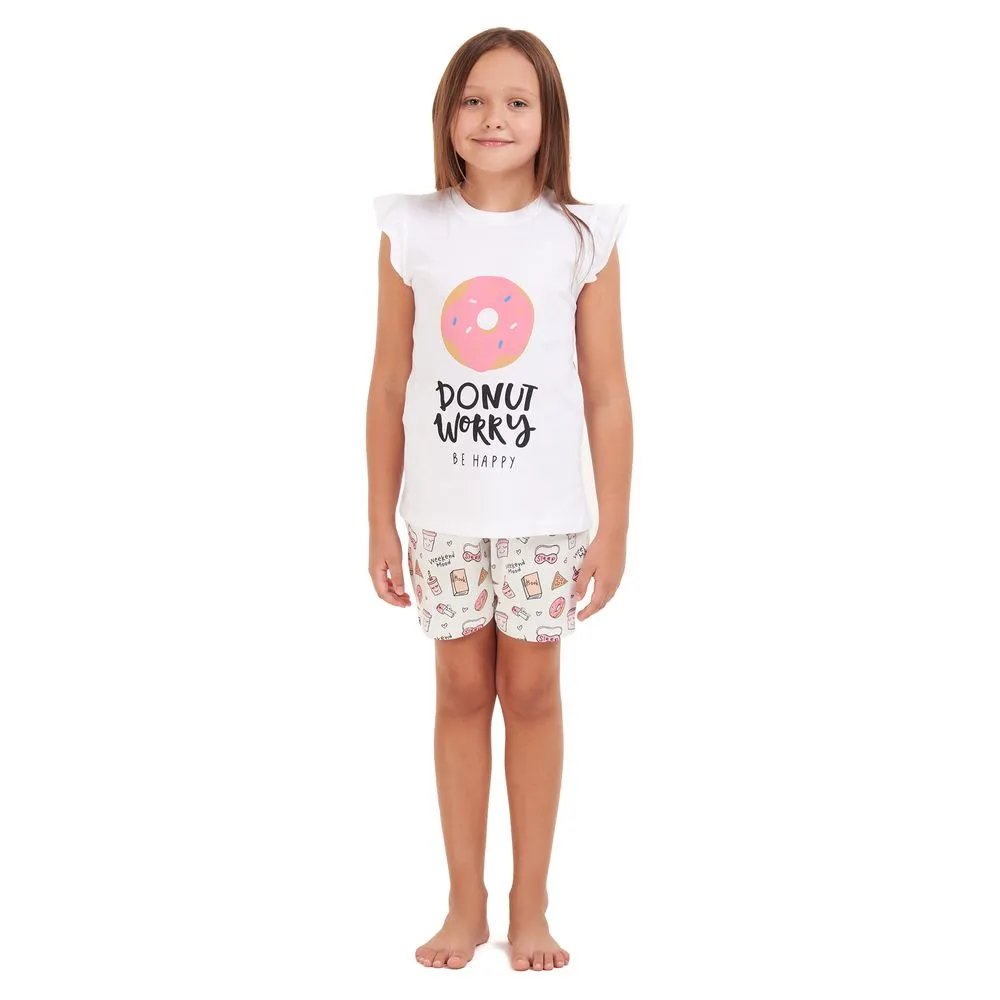 Girls summer pajama set Donut t-shirt   shorts