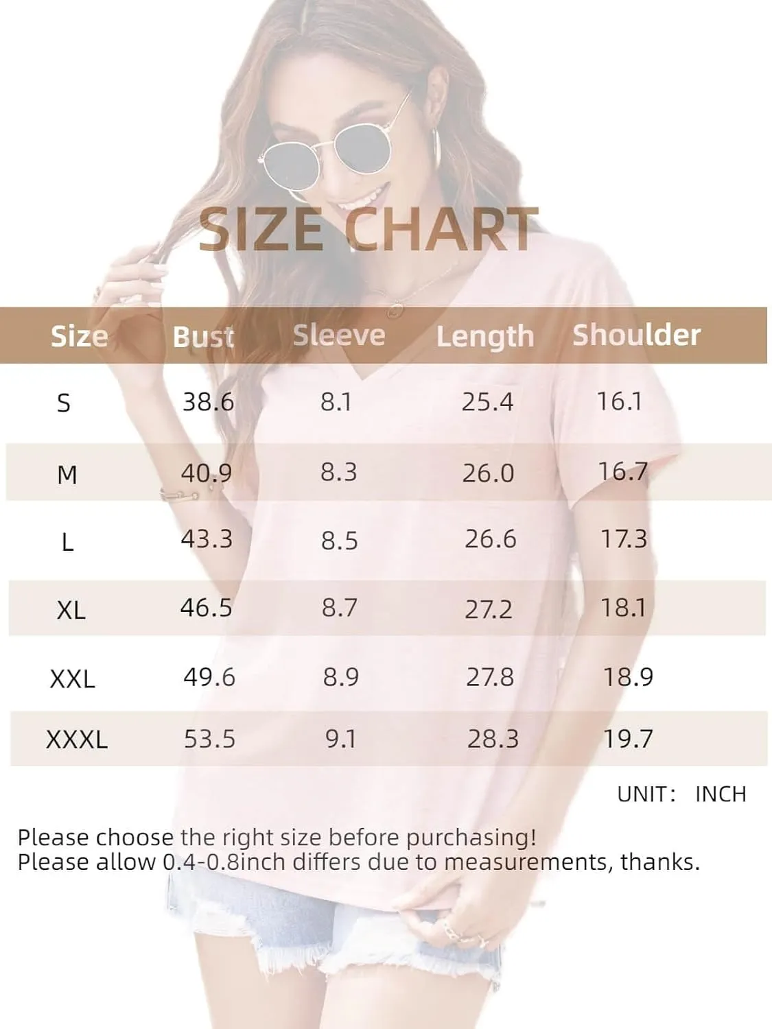 imesrun Womens V Neck Tshirts Short Sleeve Loose Casual Summer Tops with Pocket