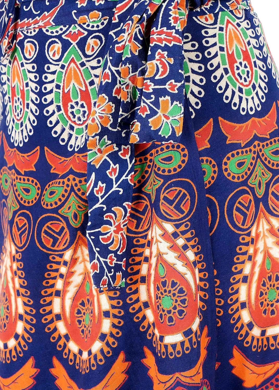 Indian Wrap Around Long Skirt 100% Cotton Jaipuri Printed Mandala Free Size for Women Thanksgiving Gift