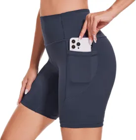 iniber Womens Biker Shorts with Pockets High Waist Workout Yoga Spandex Athletic Bicycle Leggings Shorts for Running