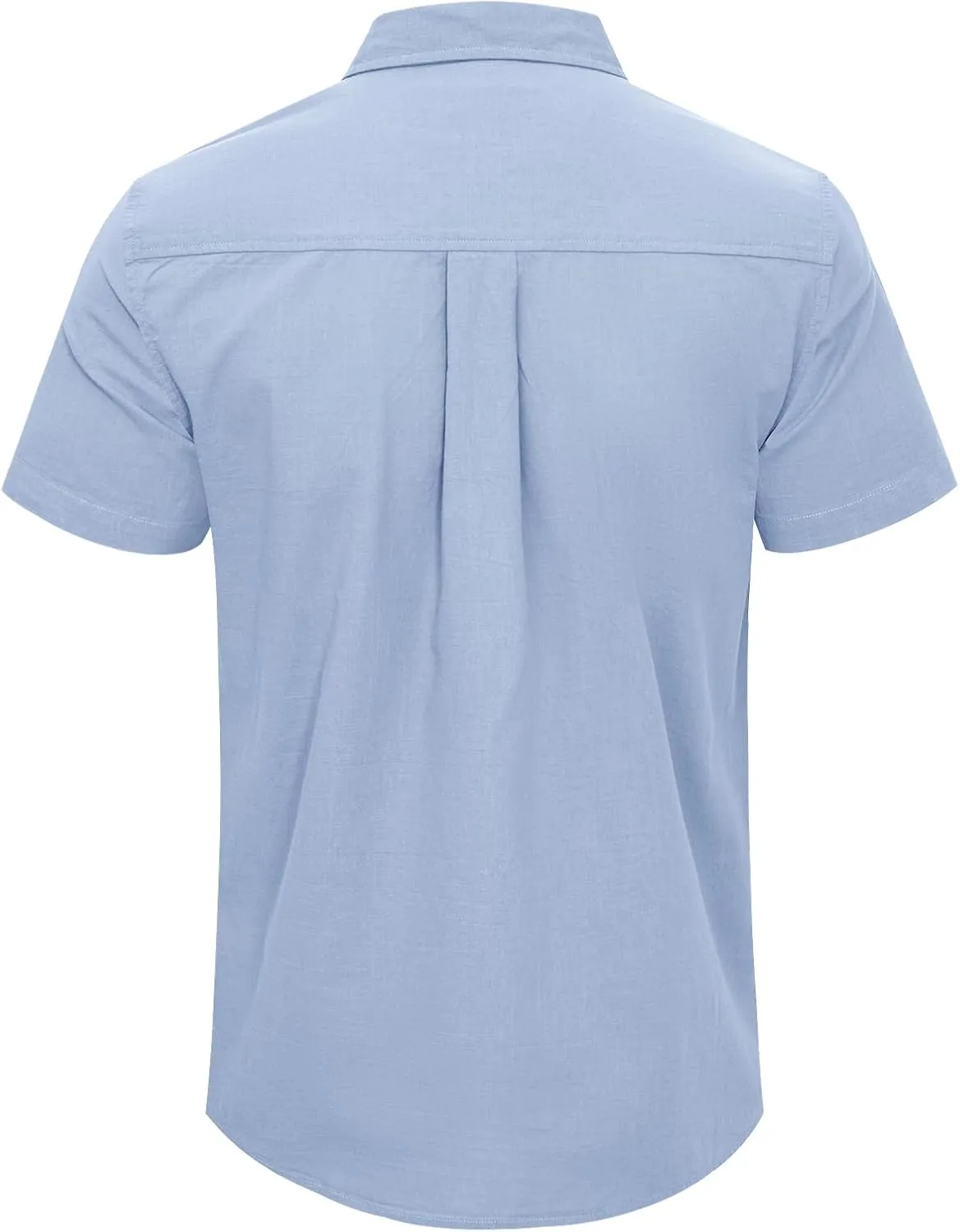 Mens Casual Linen Button Down Short Sleeve Shirts Beach Summer Spread Collar Pocket Tops