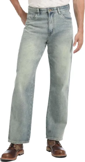 Men's Loose Fit Jeans Wide Leg Medium Weight Denim Pants Vintage Washed