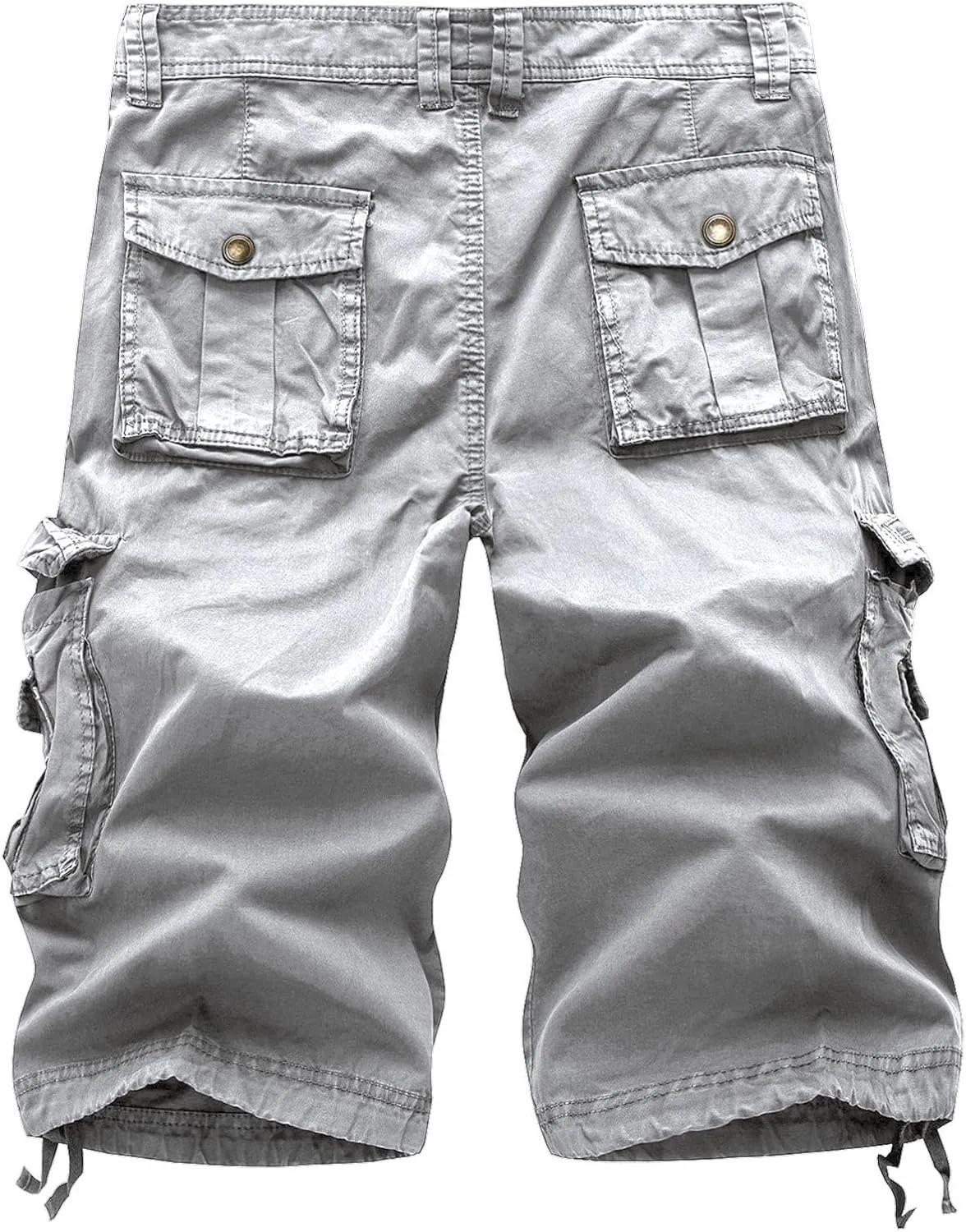 Mens Washed Cargo Shorts Zipper Button Slim Fit Hiking Shorts Summer Lightweight Beach Pants with Multi-Pockets