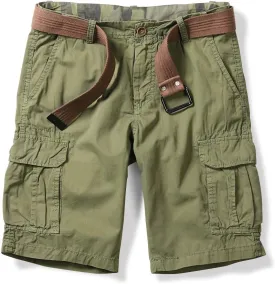 OCHENTA Men's Lightweight Cargo Shorts with Pockets Cotton Shorts for Men Casual (No Belt)