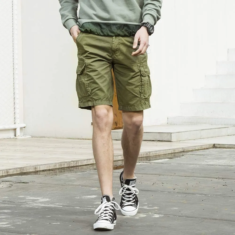 OCHENTA Men's Lightweight Cargo Shorts with Pockets Cotton Shorts for Men Casual (No Belt)