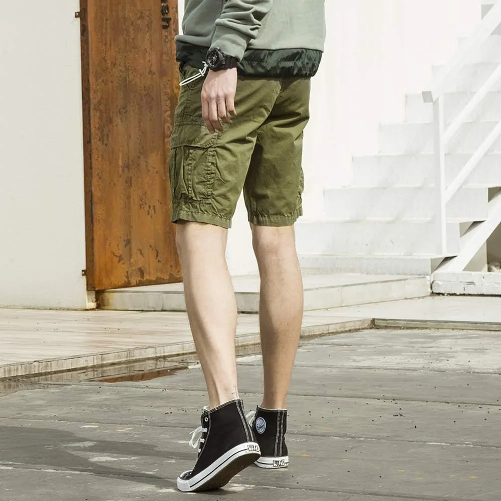 OCHENTA Men's Lightweight Cargo Shorts with Pockets Cotton Shorts for Men Casual (No Belt)