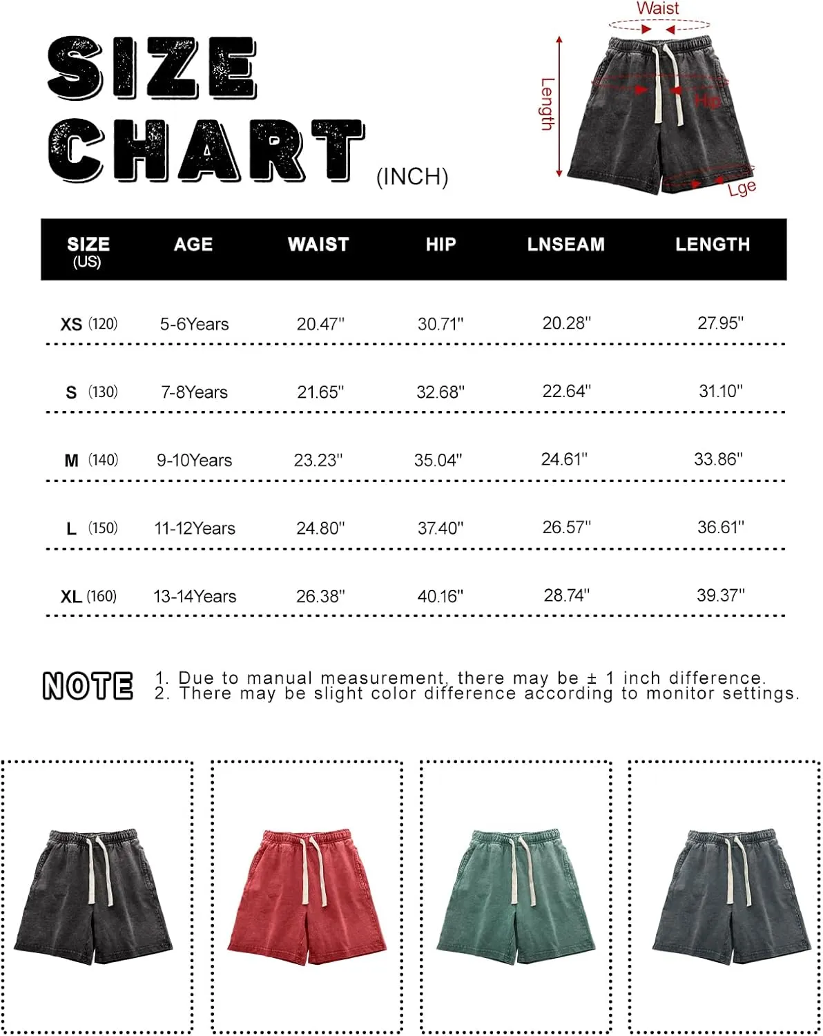 PEHMEA Boys Girls Cotton Shorts, Athletic Casual Jogger Loose Fit Kids Short with Pockets Elastic Waist Drawstring for 5-14Y