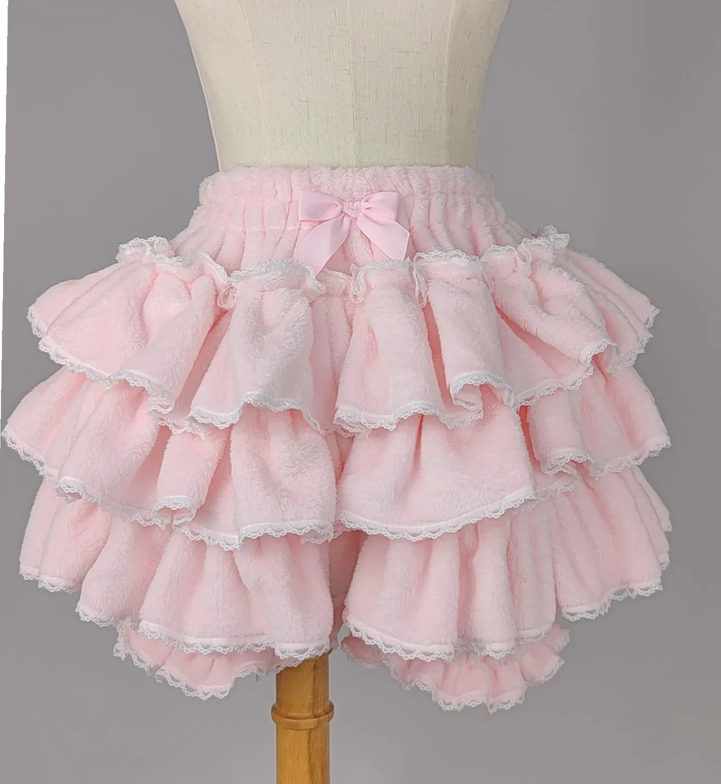 Plus Size Bow Autumn Winter Lace Plush EGL Bloomers Shorts