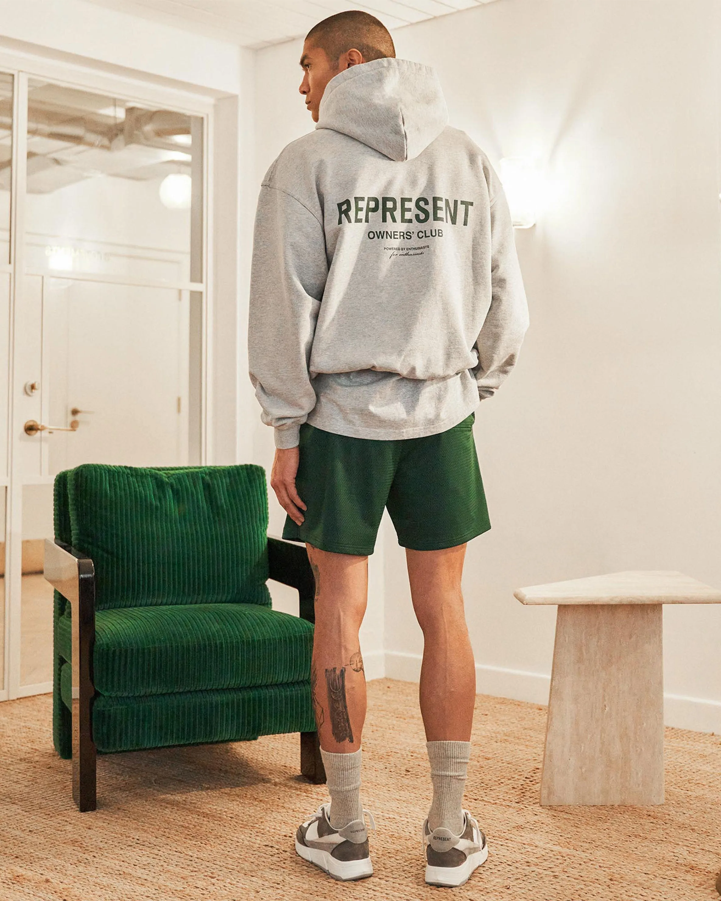Represent Owners Club Mens Racing Green Mesh Shorts