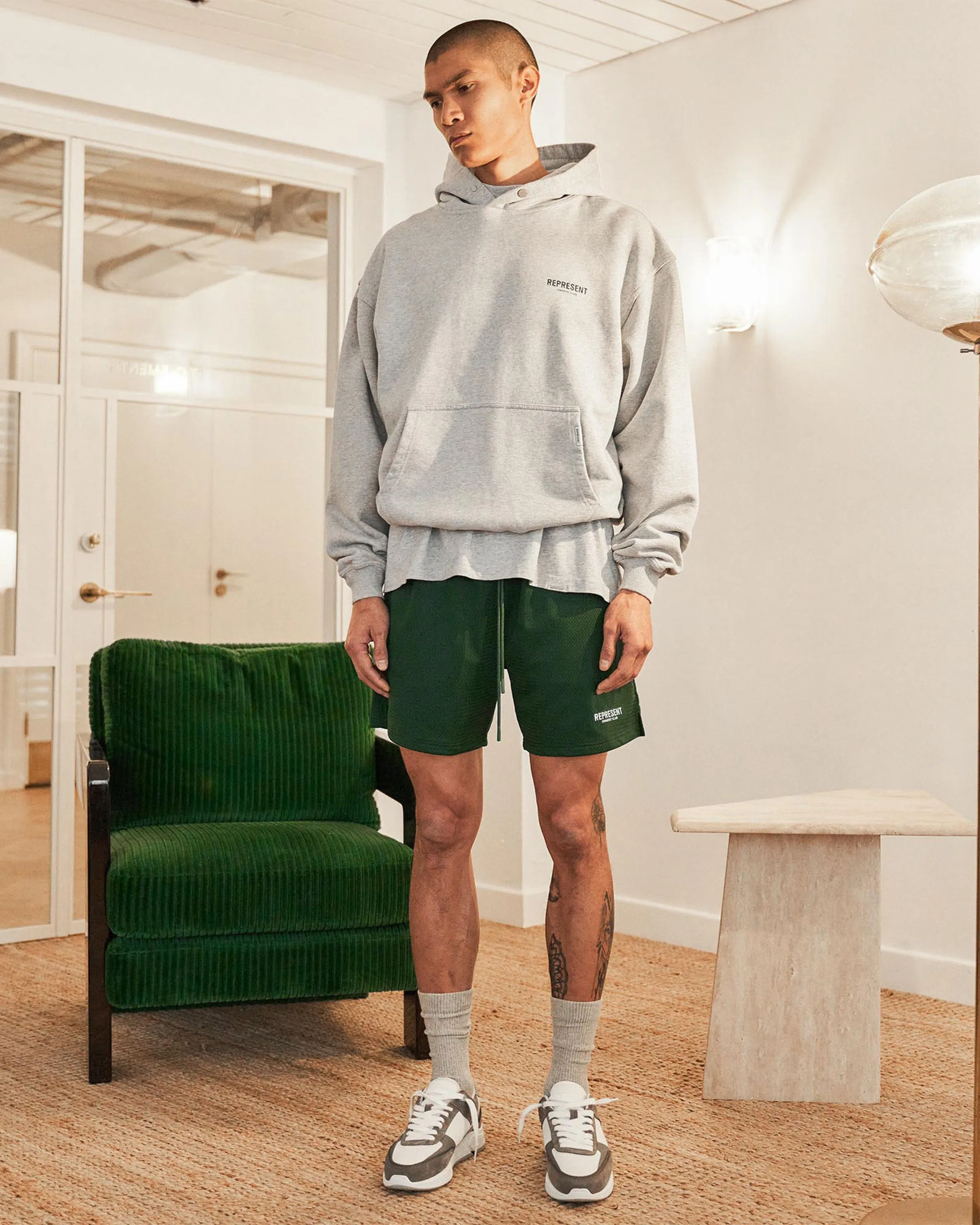 Represent Owners Club Mens Racing Green Mesh Shorts