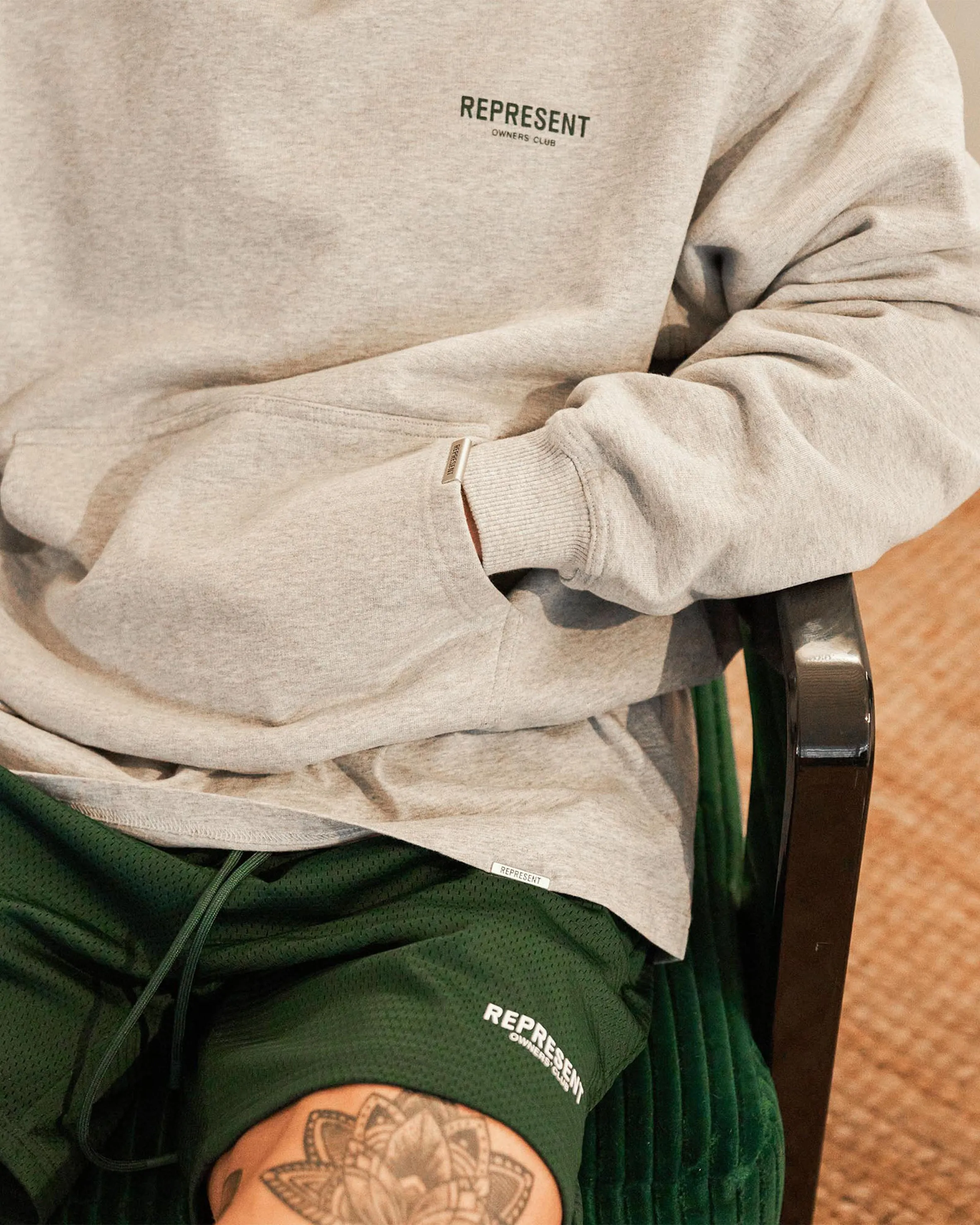 Represent Owners Club Mens Racing Green Mesh Shorts