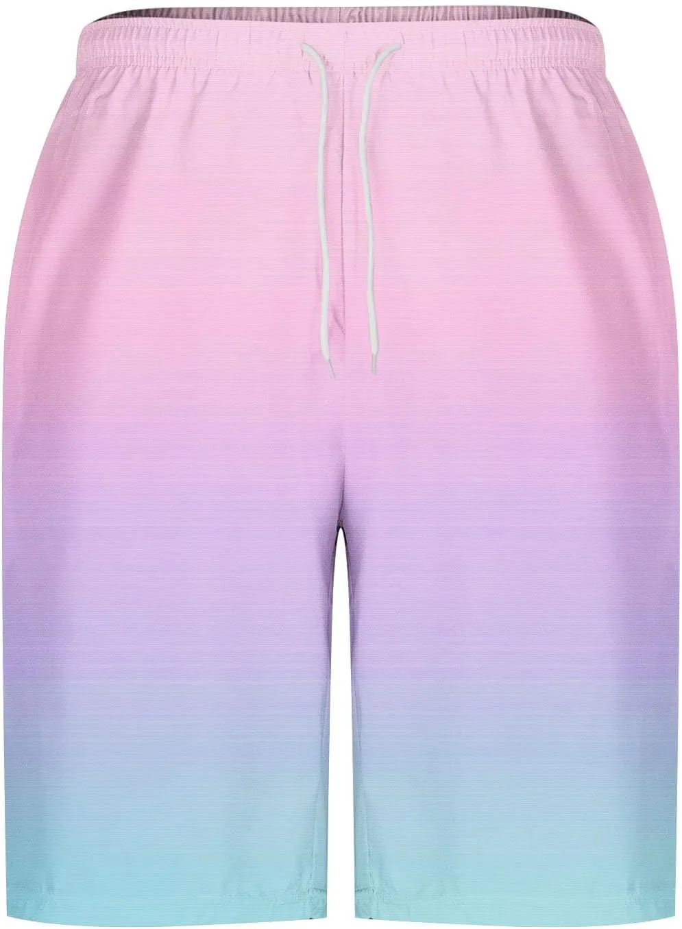 Summer Shorts for Men Gradient Lightweight Quick Dry Short Pants Hawaiian Beach Casual Crop Trouser with Pockets