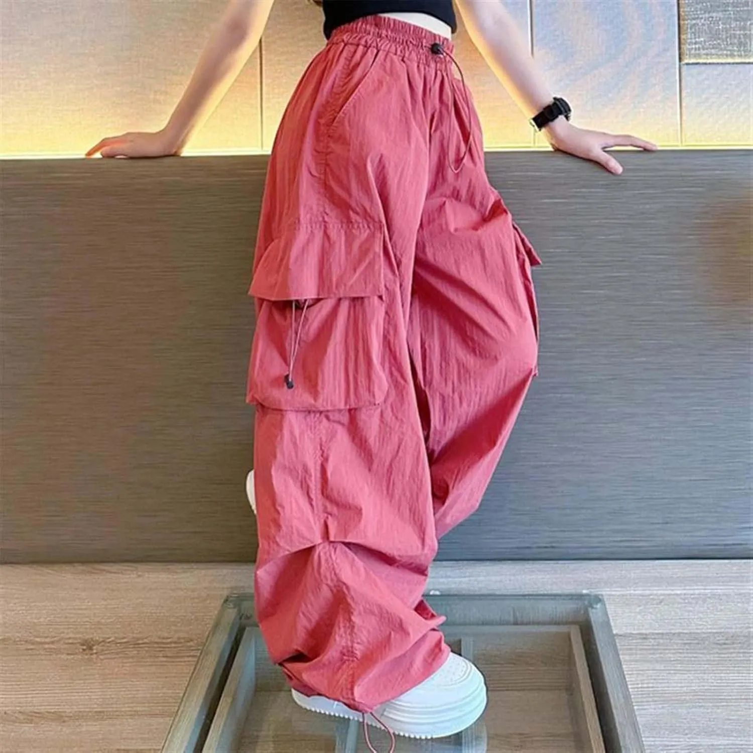 Teen Girls Wide Leg Jeans Baggy Heart Embroidery Elastic High Waist Denim Pants Vintage Y2k Streetwear Aesthetic Teen Clothes