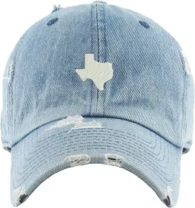 Texas Map Vintage Baseball Cap Embroidered Cotton Adjustable Distressed Dad Hat