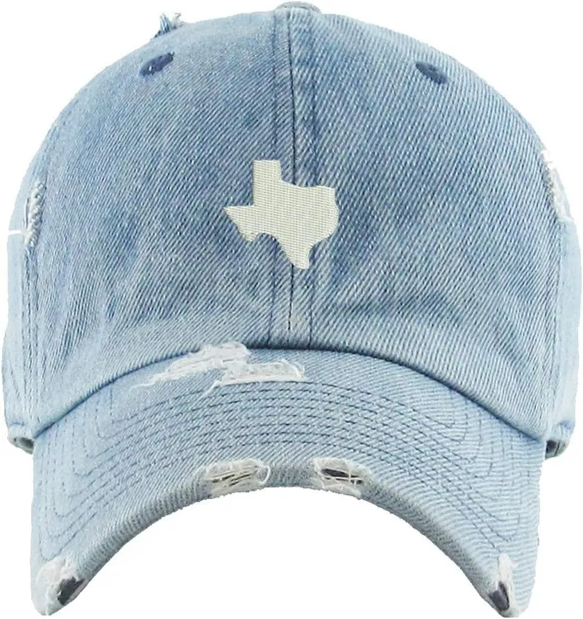 Texas Map Vintage Baseball Cap Embroidered Cotton Adjustable Distressed Dad Hat