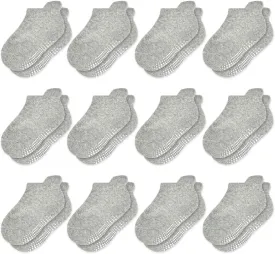 Tphon Non Slip Toddler Socks 12 Pairs Kids Grip Sock for Boys Girls Baby Ankle Socks with Gripper for 0-7 Year Children