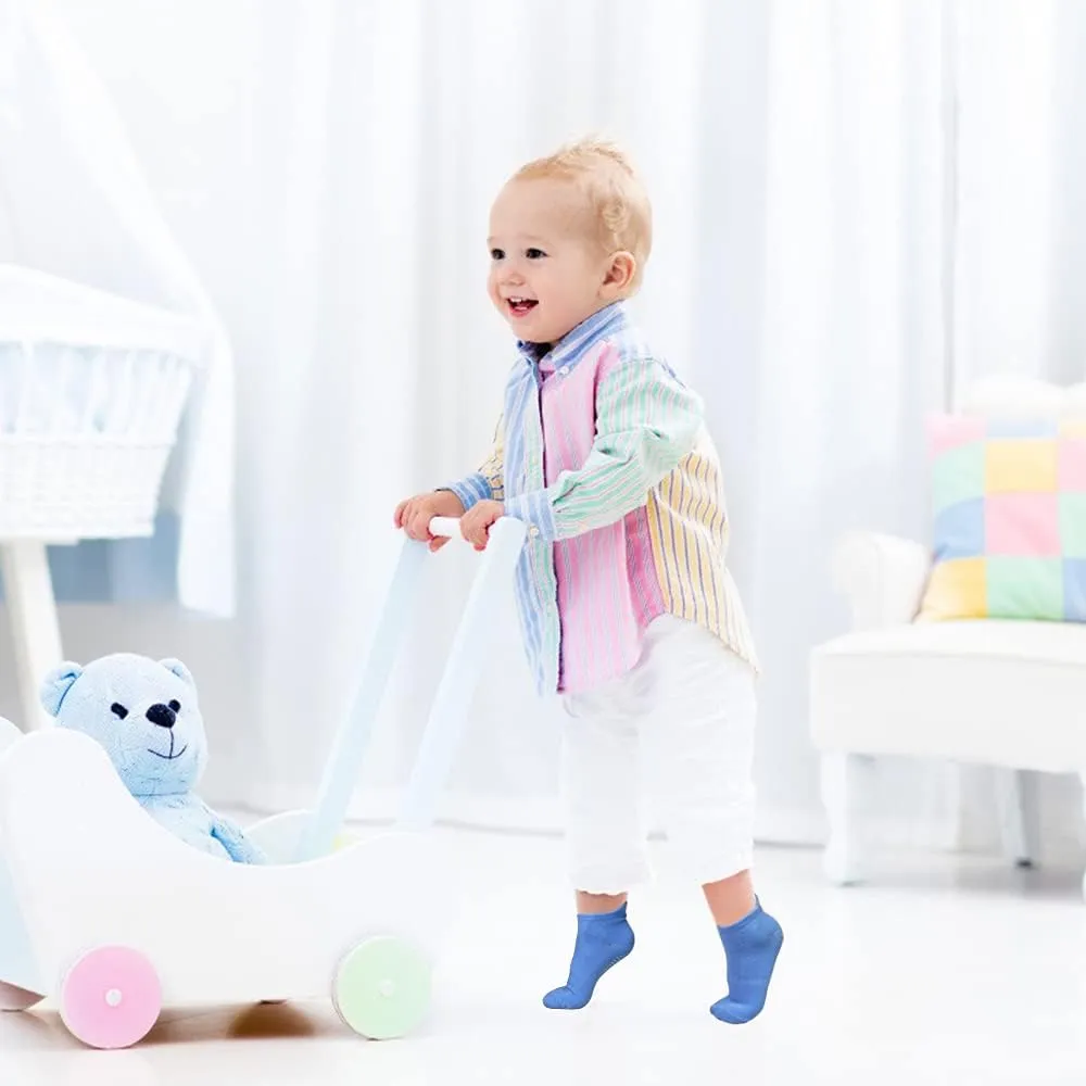 Tphon Non Slip Toddler Socks 12 Pairs Kids Grip Sock for Boys Girls Baby Ankle Socks with Gripper for 0-7 Year Children