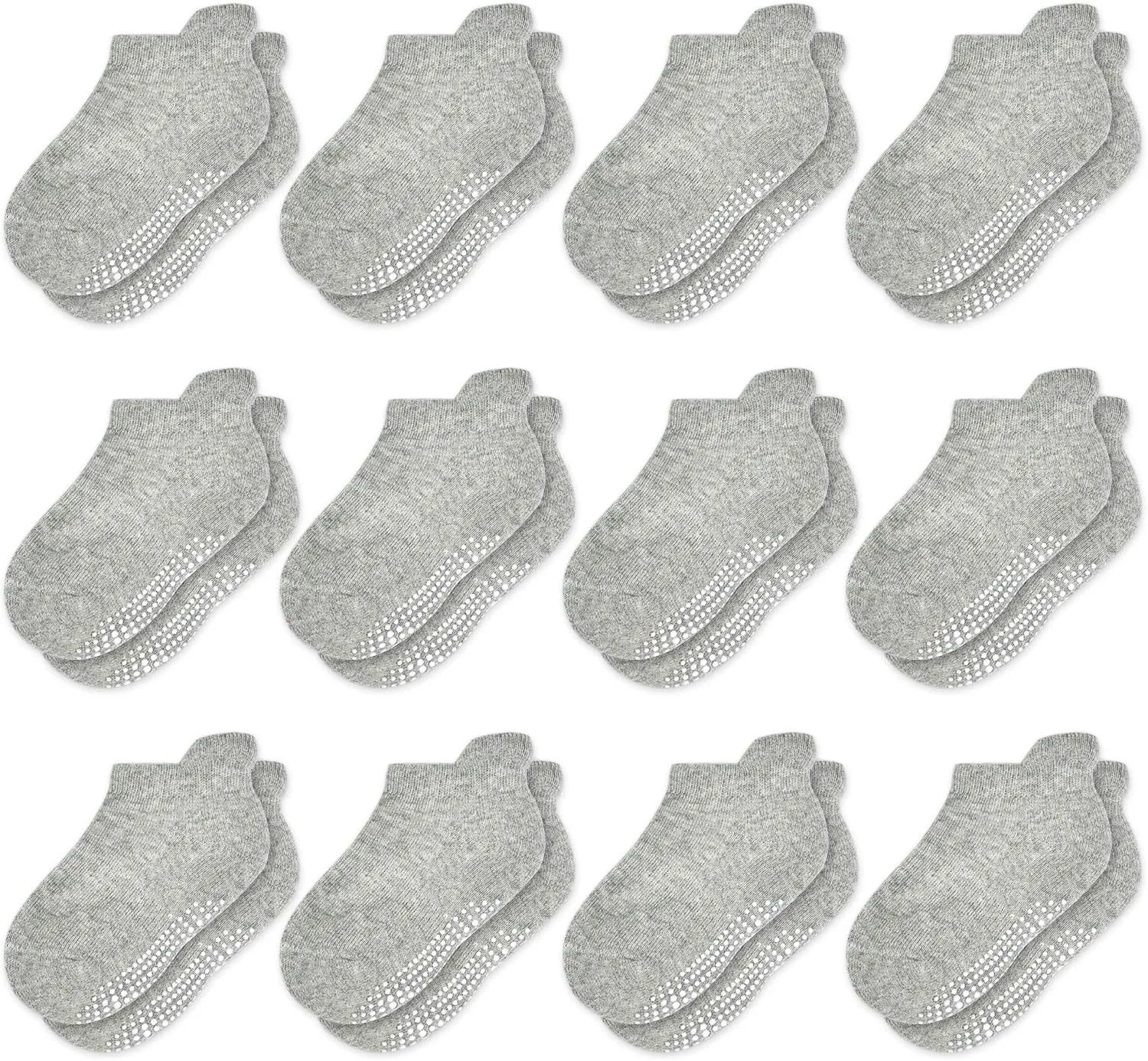 Tphon Non Slip Toddler Socks 12 Pairs Kids Grip Sock for Boys Girls Baby Ankle Socks with Gripper for 0-7 Year Children