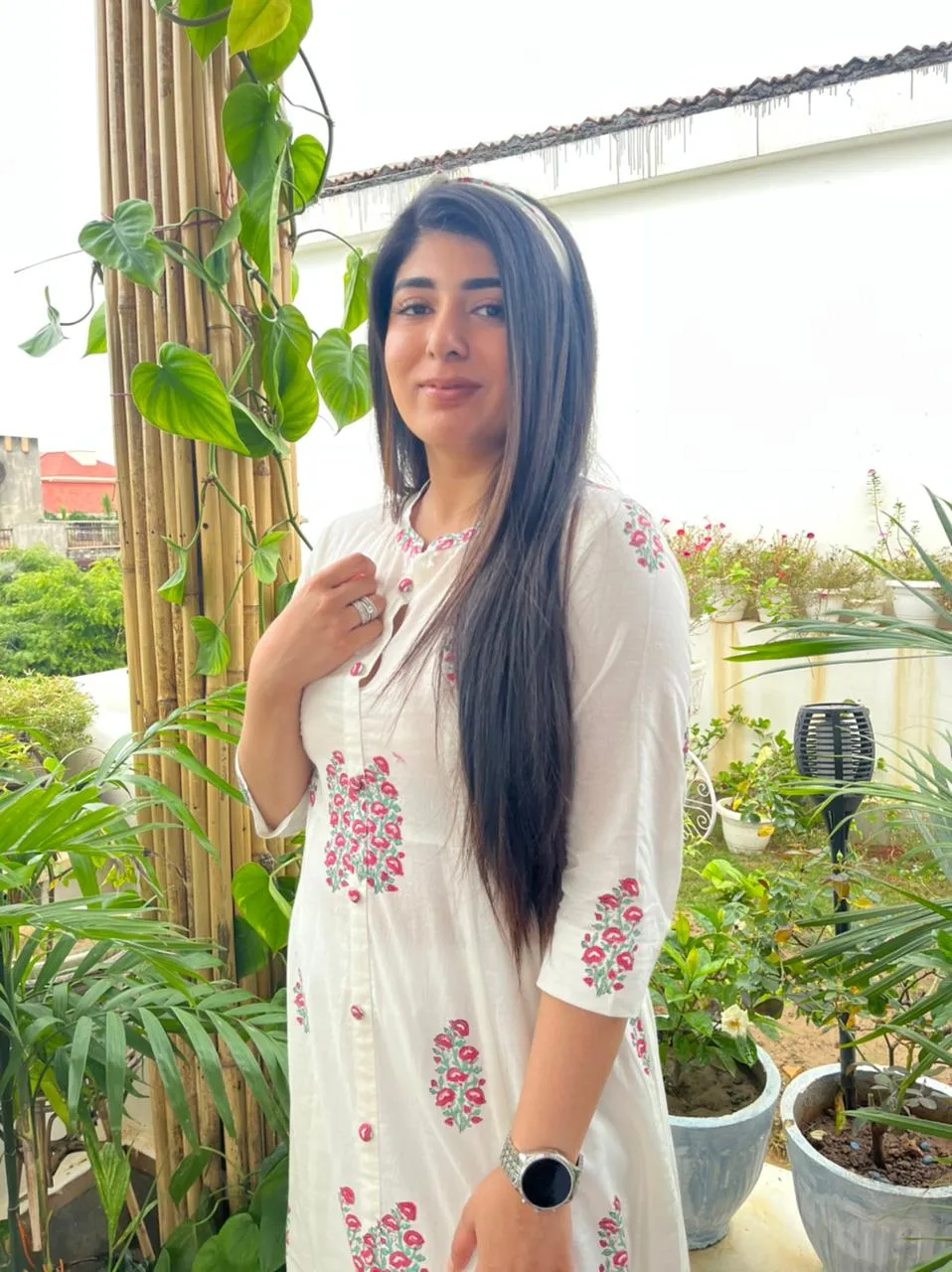 WHITE PRINTED LONG DRESS FOR WOMEN