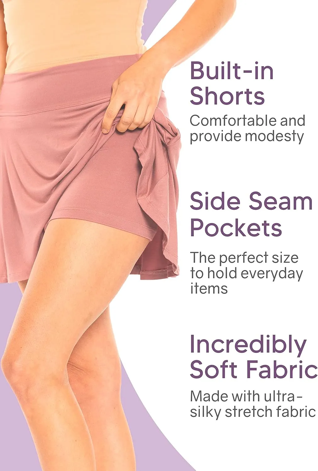 Women's High Waist Skater Skirt with Built in Shorts with and Without Pockets| Small-3X