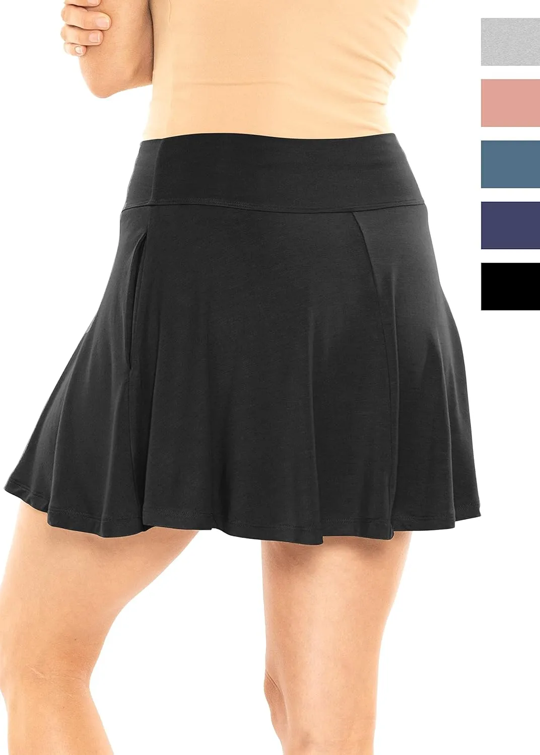 Women's High Waist Skater Skirt with Built in Shorts with and Without Pockets| Small-3X