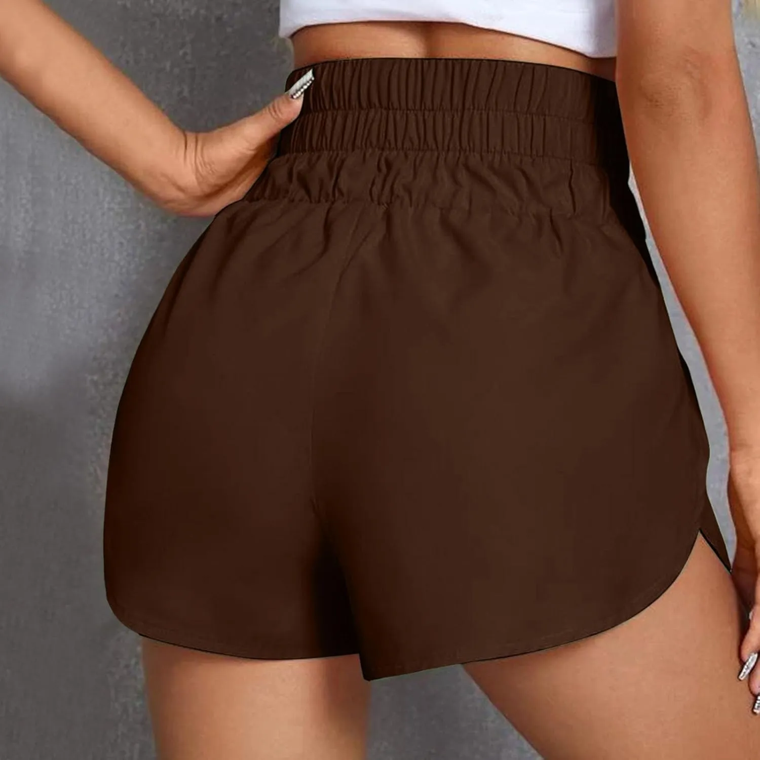 Womens High Waisted Running Shorts Side Split Drawstring Quick Dry Short Pants Outdoor Shorts for Athletic Gym Track Workout