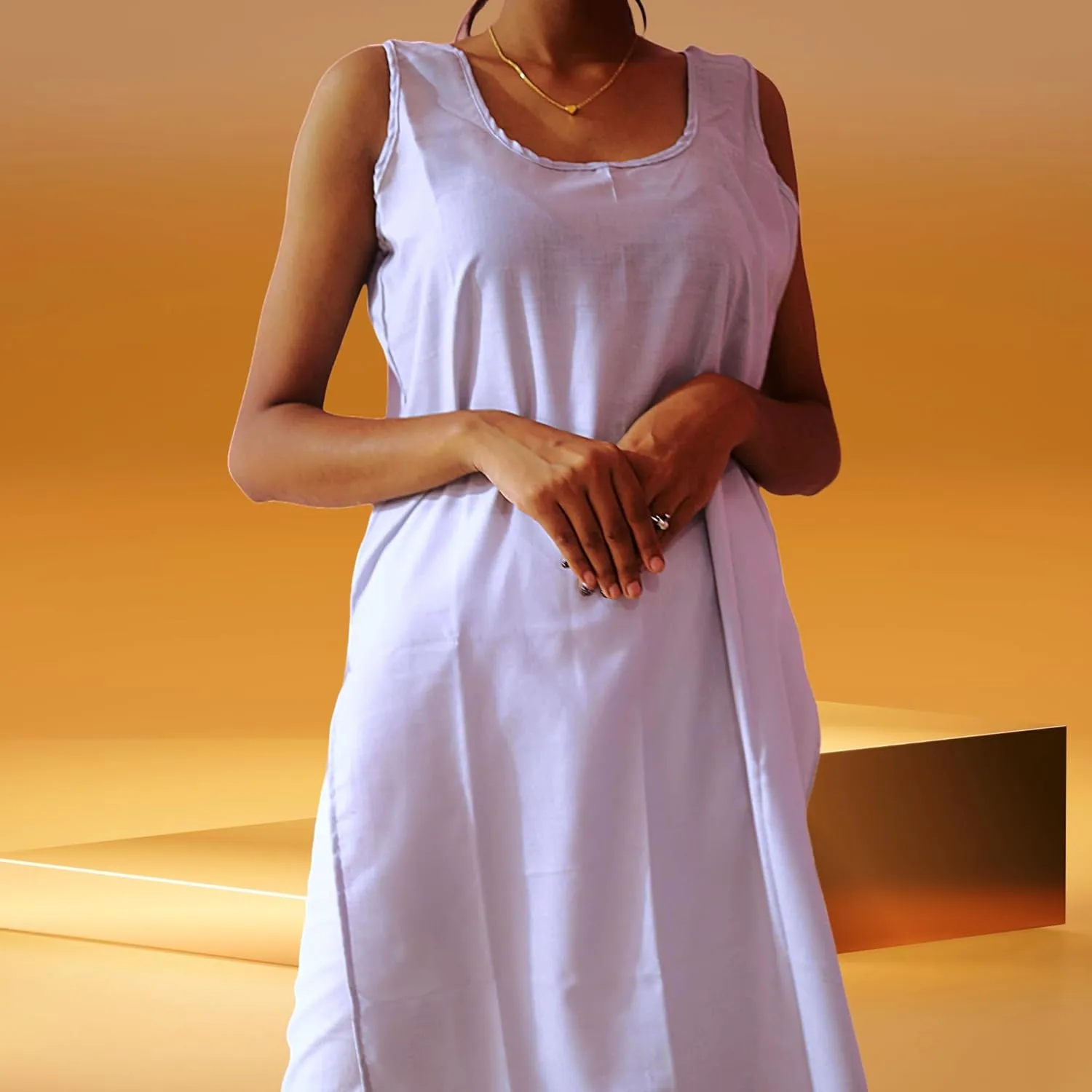 Women's Long Cotton Inner Slip Innerwear, Sleeveless Camisole for Sheer Kurtis