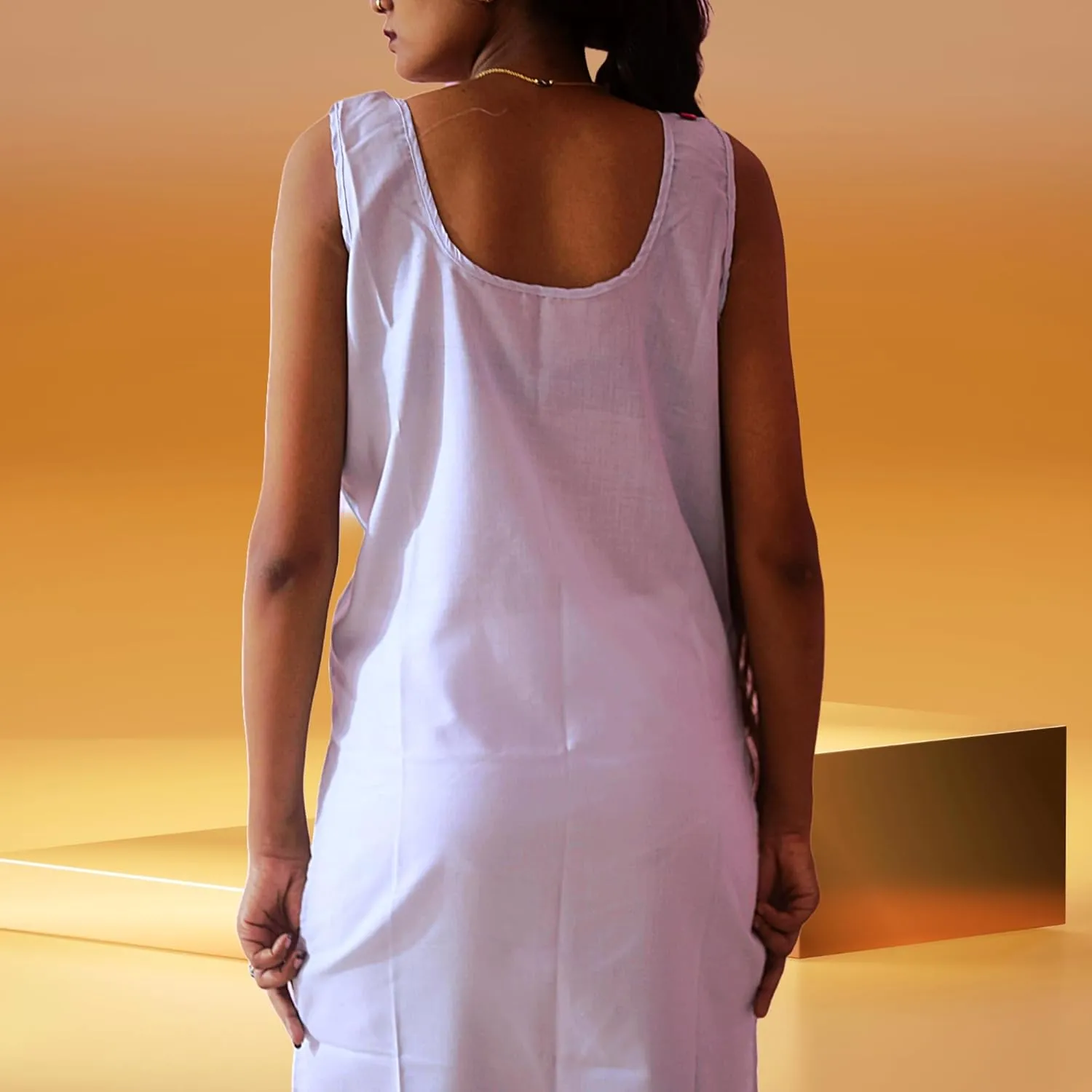 Women's Long Cotton Inner Slip Innerwear, Sleeveless Camisole for Sheer Kurtis