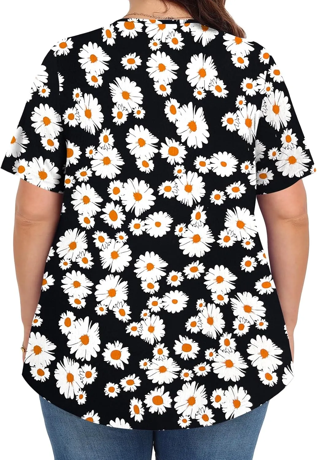 Womens Plus Size Tops Summer Shirts Tunic Short Sleeve Crew Neck Loose Fit Blouse 1X-5X