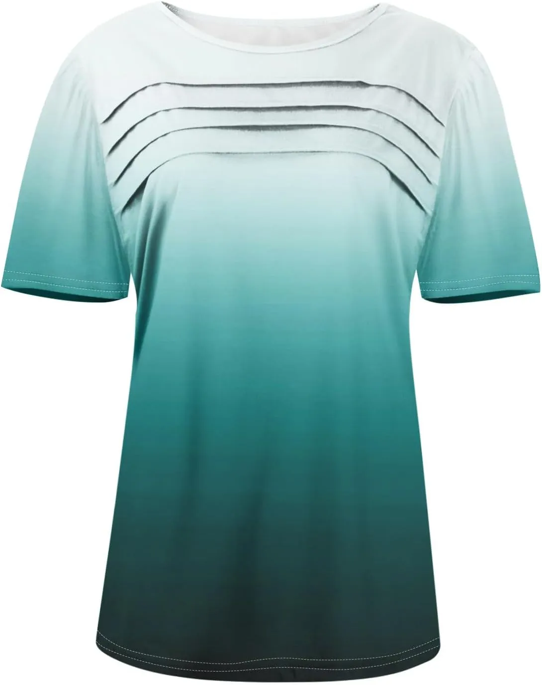 Womens Short Sleeve Tops Dressy Casual Blouses Spring Summer Outfits Flowy Pleated Front Crewneck Tee Shirts