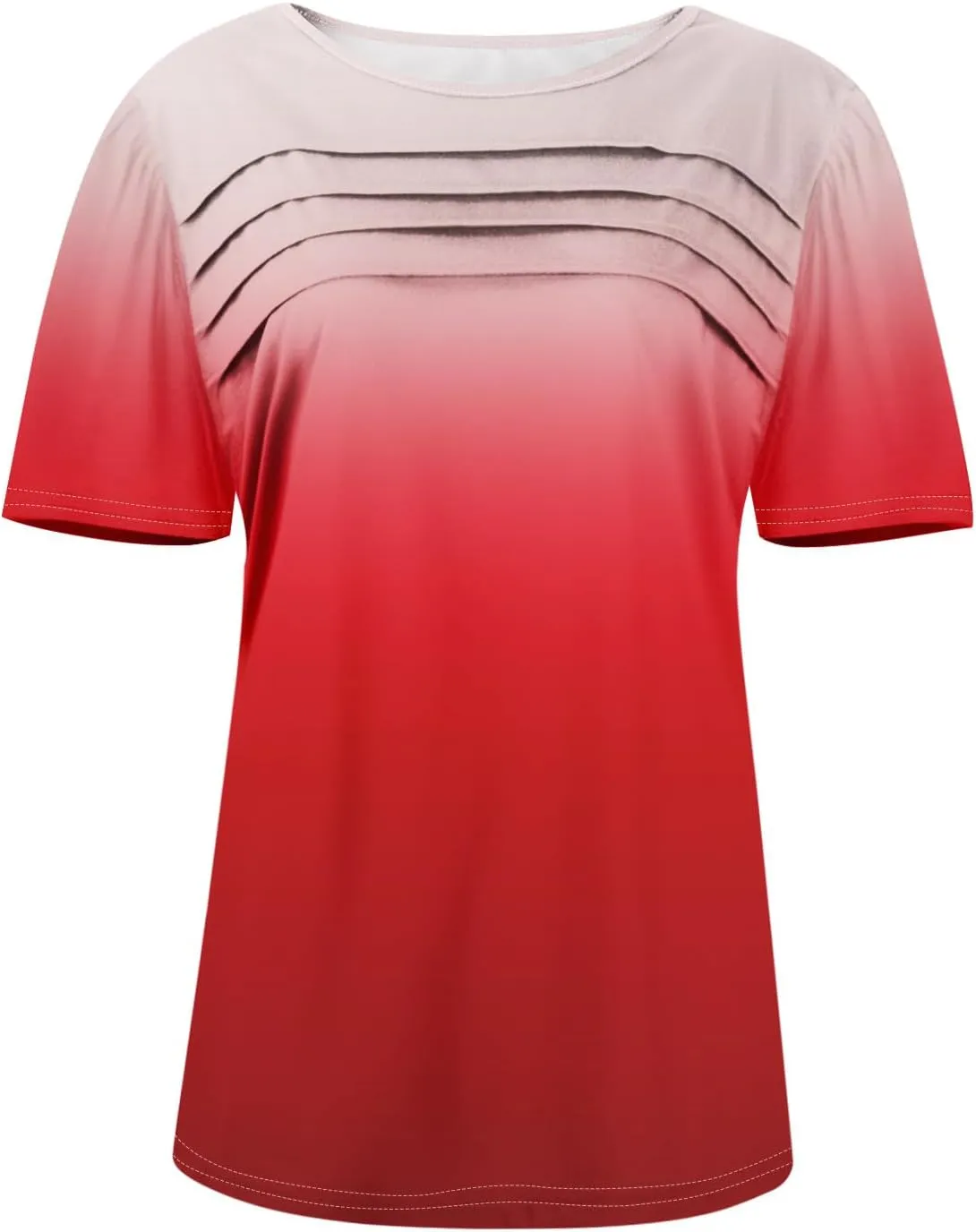 Womens Short Sleeve Tops Dressy Casual Blouses Spring Summer Outfits Flowy Pleated Front Crewneck Tee Shirts