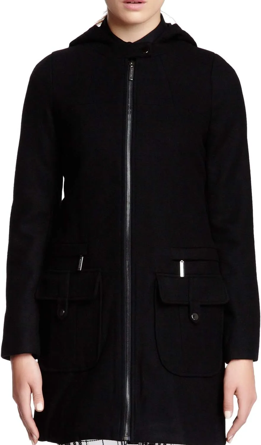 Women's Wool Blend Coat Long Sleeve Zip Up Overcoat Jacket