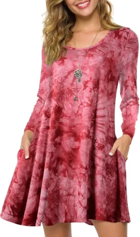 ZENNILO Plus Size Casual T Shirt Dresses for Women Flowy Swing Tunic Dress Pockets