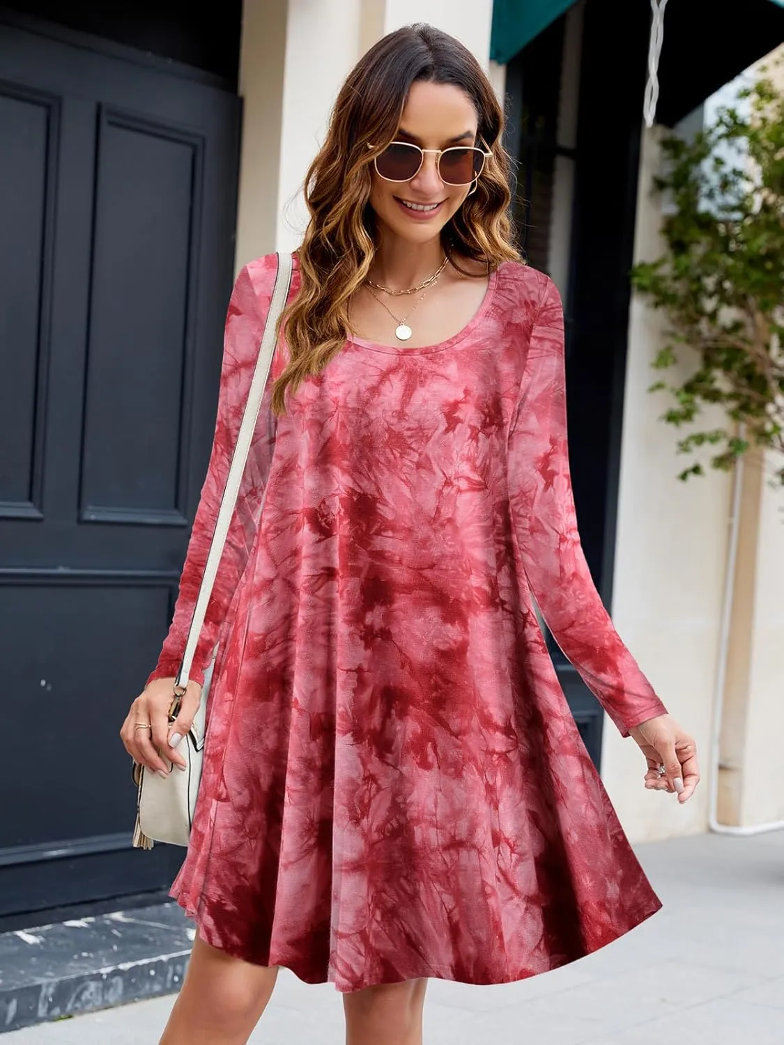 ZENNILO Plus Size Casual T Shirt Dresses for Women Flowy Swing Tunic Dress Pockets